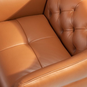 Canapea 3 locuri din piele naturala capitonata Cowhide leather brown - Img 6