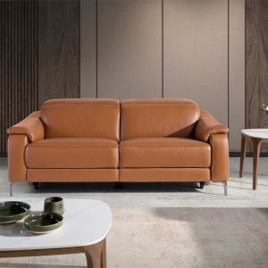 Canapea 3 locuri eleganta, design LUX cu functia relax Cowhide brown leather - Img 6