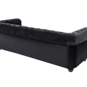 Canapea clasica stil englezesc Chesterfield 3 locuri, catifea neagra - Img 4