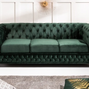 Canapea clasica stil englezesc Chesterfield II 3 locuri, verde - Img 4