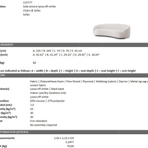 Canapea design elegant LUX Amore, lyssa off-white 115777 HZ - Img 5