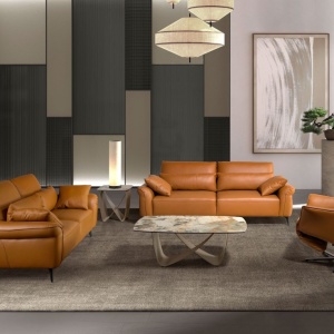 Canapea design LUX 3 locuri Brown Leather - Img 4
