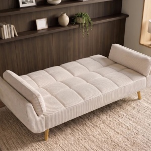 Canapea extensibila BOUTIQUE 215cm catifea raiata bej - Img 4