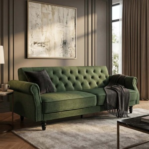 Canapea extensibila, Catifea Vogue verde muschi, Maison Belle Affaire 220cm