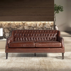 Canapea LUX 3 locuri tapitata cu piele Cognac Brown
