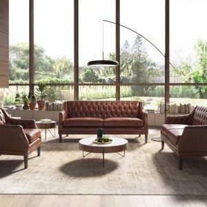Canapea LUX 3 locuri tapitata cu piele Cognac Brown - Img 6