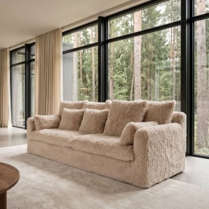 Canapea mare YETI cu 3 locuri, material plusat cu fir lung