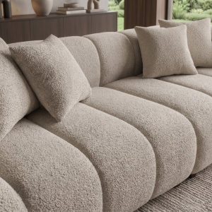Canapea XXL ADLON 255cm, material boucle champagne greige - Img 4