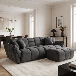 Canapea XXL CLOUD 260cm, catifea Vogue gri