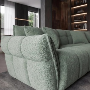 Canapea XXL CLOUD 260cm, material boucle verde salvie - Img 5