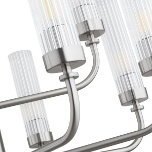 Candelabru 12 brate, otel nickel, sticla canelata PRESTON 5088 - Img 9