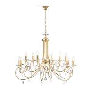 Candelabru 12 brate stil clasic cu cristale Swarovski Giada auriu mat 183502 universul-luminii.ro