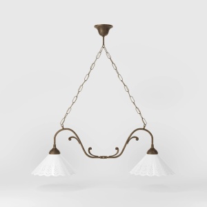 Candelabru 2 brate din alama si abajur ceramic Zefira