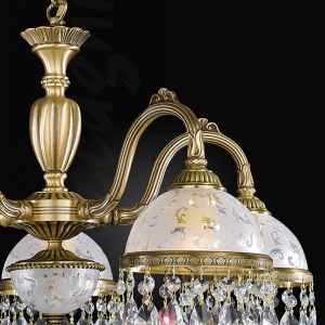 Candelabru 5 brate design clasic realizat manual din alama si Cristal Scholer 6200 105252 universul-luminii.ro