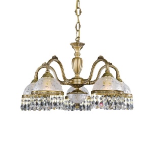 Candelabru 5 brate design clasic realizat manual din alama si Cristal Scholer 6200 202782 universul-luminii.ro