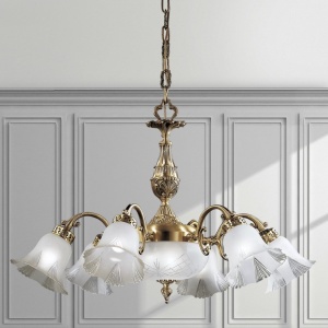 Candelabru 6 brate LUX design clasic realizat manual Bell 144412 universul-luminii.ro