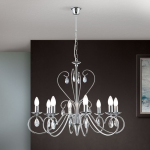 Candelabru 8 brate stil clasic cu cristale K9 Alessia crom