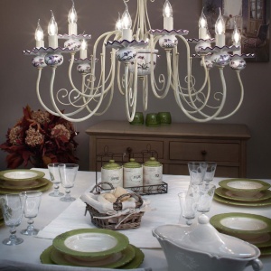 Candelabru clasic cu 12 brate realizat manual din ceramica SANREMO 128342 universul-luminii.ro
