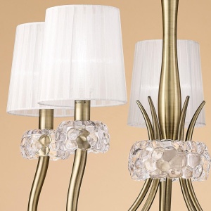 Candelabru clasic cu 5 brate LOEWE antique brass/ abajur alb 219802 universul-luminii.ro