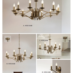 Candelabru clasic cu 6 brate stil elegant Ascot alama antic 41312-6AB SRT 86702 universul-luminii.ro