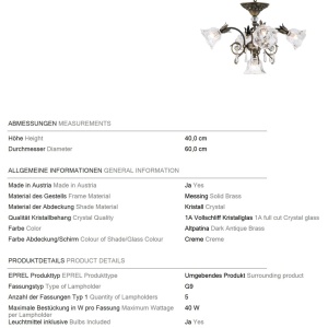 Candelabru cristal design lux LA BOHEME D-60cm 5L old patina 239522 universul-luminii.ro