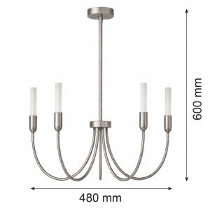 Candelabru cu 5 brate AUGUSTINE nickel/alb - Img 8
