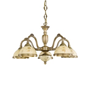 Candelabru cu 5 brate din alama cu sticla decorata design italian 6208 101662 universul-luminii.ro