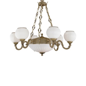 Candelabru cu 6 brate clasic design italian din alama, sticla 9250 RA-L. 9250/6+2 102592 universul-luminii.ro