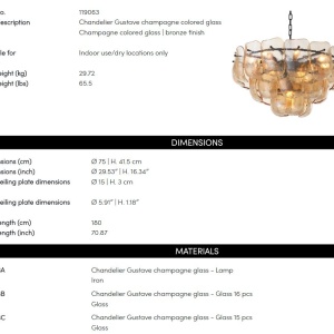 Candelabru design LUX, Sticla, Champagne, Gustave 168102 universul-luminii.ro