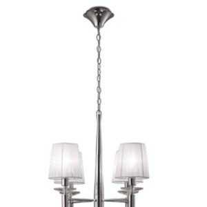 Candelabru elegant cu 4 brate Tiffany crom/ abajur alb 130662 universul-luminii.ro