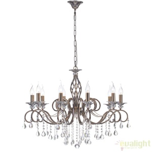Candelabru elegant design clasic cu 10 brate Grace bronz MYRC247-PL-10-R 58092 universul-luminii.ro