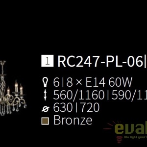 Candelabru elegant design clasic cu 8 brate Grace bronz MYRC247-PL-08-R 173522 universul-luminii.ro