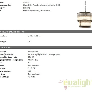 Candelabru elegant design LUX Pasadena, bronz 111593 HZ 62432 universul-luminii.ro