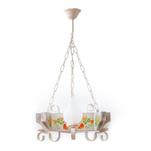 Candelabru fabricat manual din lemn alb pictat Queen
