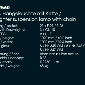 Candelabru masiv din fier forjat cu 21 surse de lumina, HL 2560 63732 universul-luminii.ro