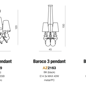 Candelabru modern design elegant Baroco 3 Black 44842 universul-luminii.ro