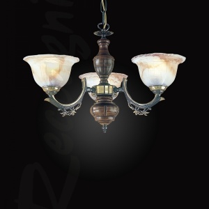 Candelabru rustic cu 3 brate design italian din alama cu lemn 2801 105642 universul-luminii.ro