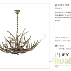 Candelabru rustic cu brate in forma de coarne de cerb, fabricat manual, CHALET SP8 115504 - Img 2