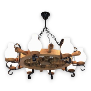 Candelabru rustic fabricat manual din lemn 8 brate Timona WOOD-TI-SP8D50 178082 universul-luminii.ro