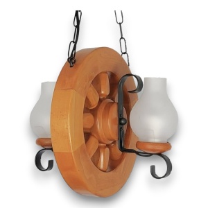 Candelabru rustic fabricat manual din lemn diam.30cm, 2 brate Roata WOOD-RO-SP2D30 178022 universul-luminii.ro