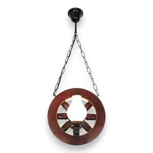 Candelabru rustic fabricat manual din lemn diam.30cm, 2 brate Roata WOOD-RO-SP2D30 577612 universul-luminii.ro