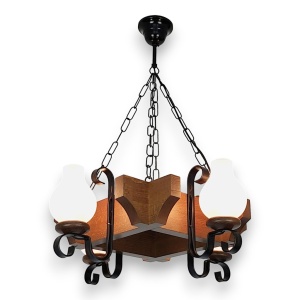Candelabru rustic fabricat manual din lemn dim.50x50cm, 4 brate Queen WOOD-QU-SP4 577552 universul-luminii.ro