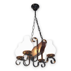 Candelabru rustic fabricat manual din lemn pictat 4 brate Vela 151142 universul-luminii.ro