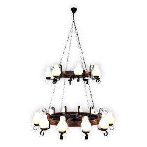 Candelabru rustic fabricat manual din lemn Roata 20L 151182 universul-luminii.ro