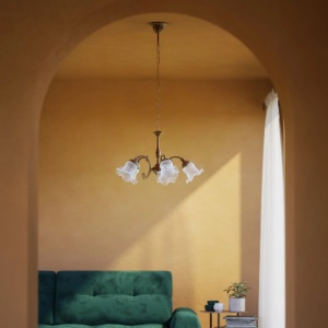 Candelabru stil clasic italian din alama si sticla Ricciolo - Img 4