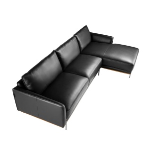Coltar LUX 5 locuri design italian cu sezlong dreapta Cowhide black - Img 5