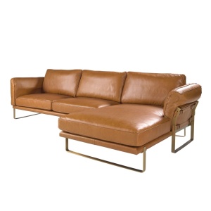 Coltar LUX design italian cu sezlong dreapta Cowhide camel - Img 2