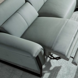 Coltar LUX design italian cu sezlong dreapta si functia relax Cowhide verde turcoaz - Img 5