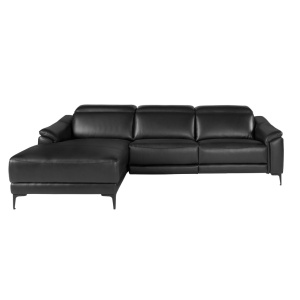 Coltar LUX design italian cu sezlong stanga si functia relax Cowhide negru - Img 4