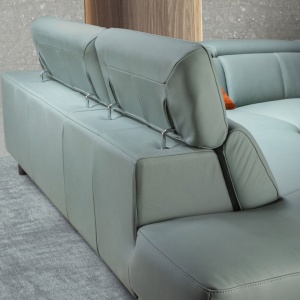 Coltar LUX design italian cu sezlong stanga si functia relax Cowhide verde turcoaz - Img 6